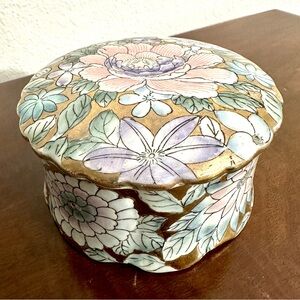 Vintage Toyo Floral Design Lidded Ceramic Trinket Dish